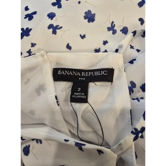 Banana Republic Tiered Ruffle Floral Print Sundress White/Blue Size 2 - Picture 5 of 6
